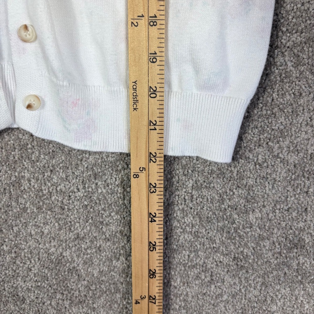 Aeropostale Womens White Floral Button Front Cardigan Sweater Large Pink Green - Picture 6 of 7
